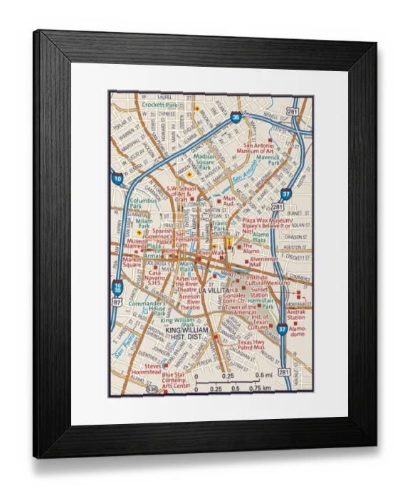 Framed Print : Downtown San Antonio, Texas