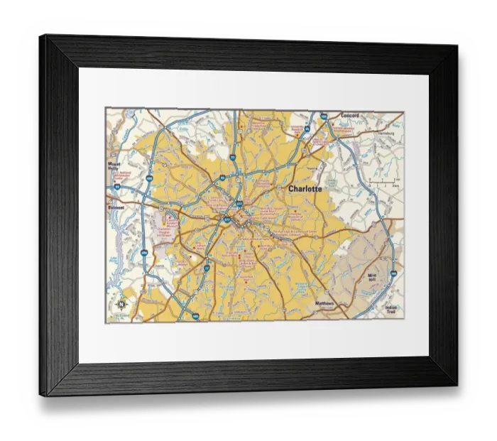 Framed Print : Charlotte, North Carolina area Framed Print : Charlotte, North Carolina area