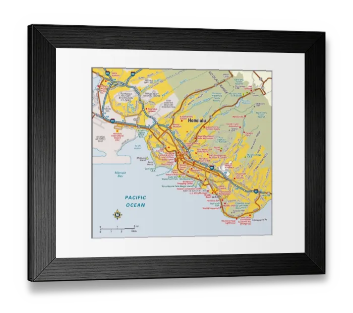 Framed Print : Honolulu, Hawaii area Framed Print : Honolulu, Hawaii area