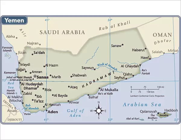 Yemen country map