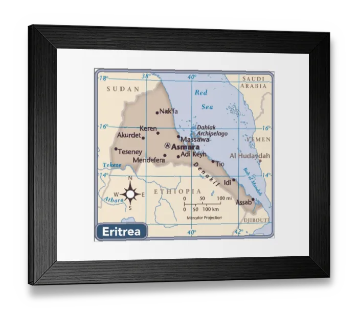 Framed Print : Eritrea country map Framed Print : Eritrea country map
