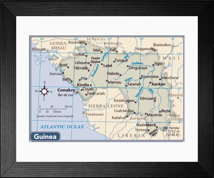 Framed Print : Guinea country map Framed Print : Guinea country map