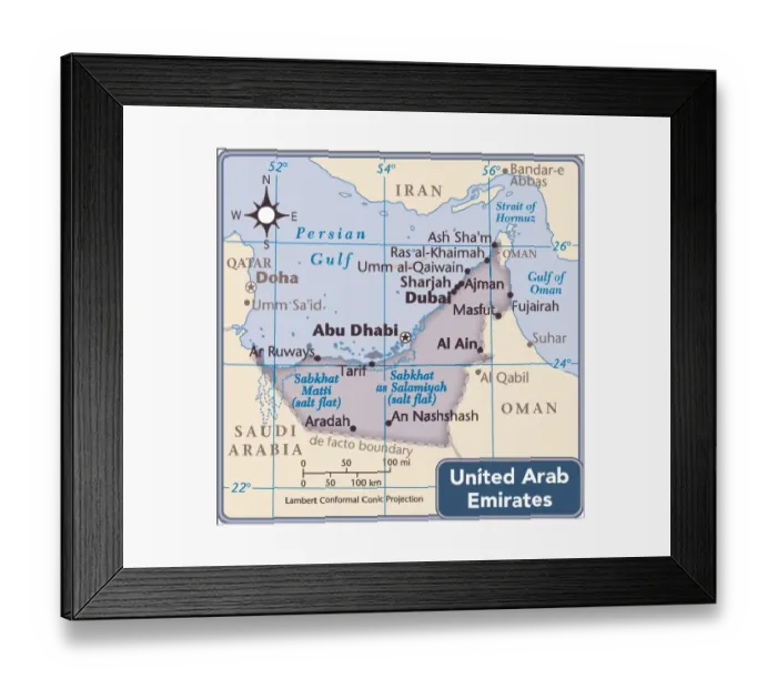 Framed Print : United Arab Emirates country map Framed Print : United Arab Emirates country map