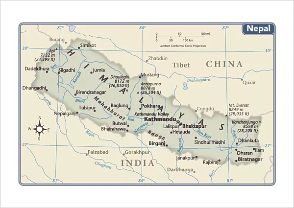 Nepal country map
