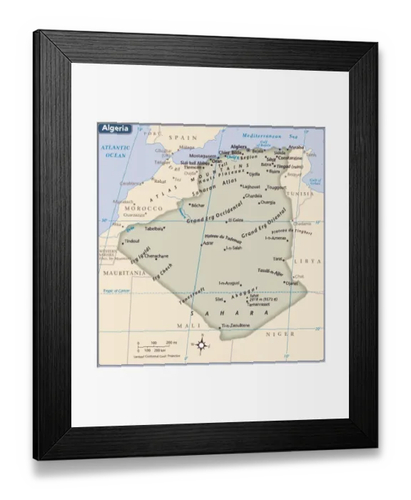 Framed Print : Algeria country map Framed Print : Algeria country map