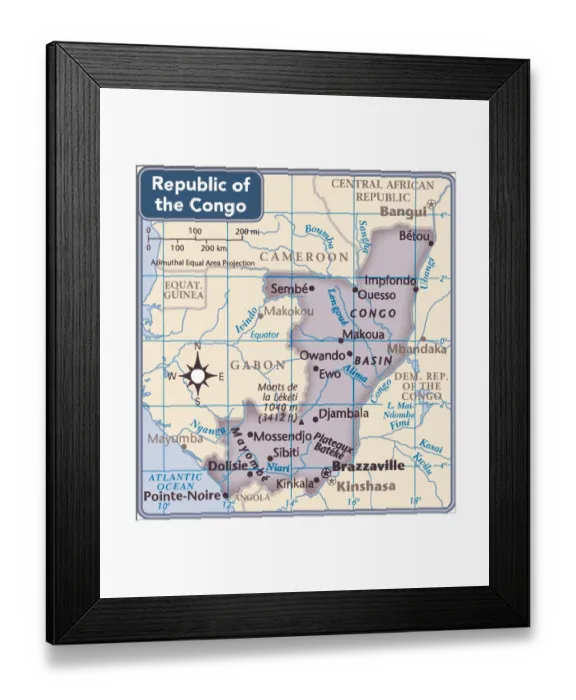 Framed Print : Republic of the Congo country map Framed Print : Republic of the Congo country map