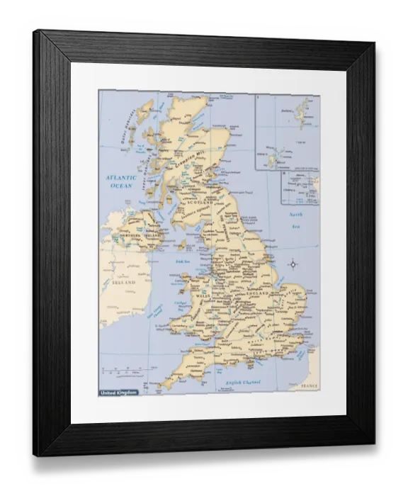 Framed Print : United Kingdom country map Framed Print : United Kingdom country map