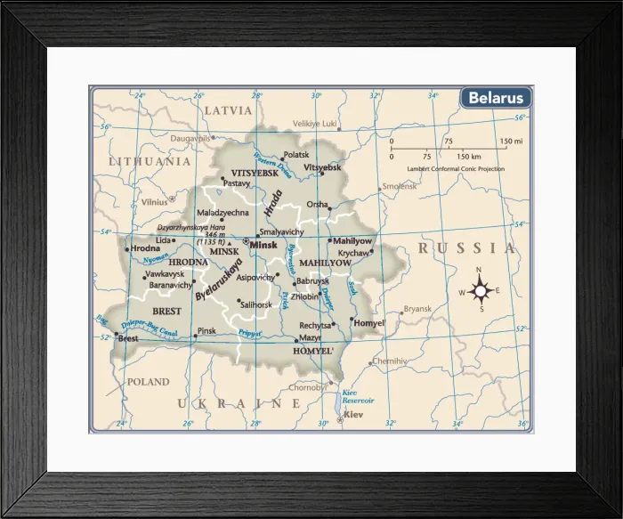Framed Print : Belarus country map Framed Print : Belarus country map