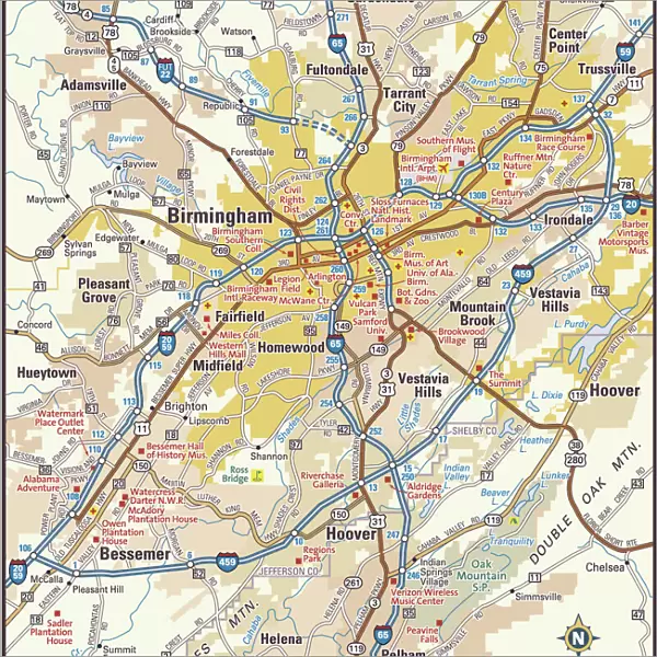 Birmingham, Alabama area map