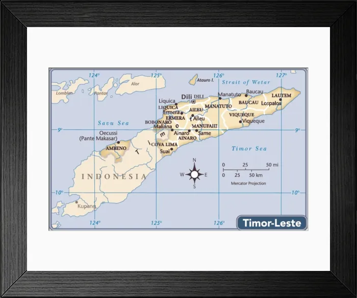 Framed Print : Timor Leste country map Framed Print : Timor Leste country map
