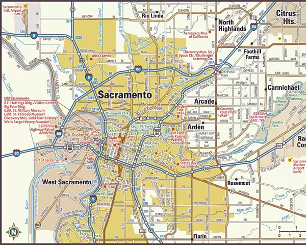 Sacramento, California area map