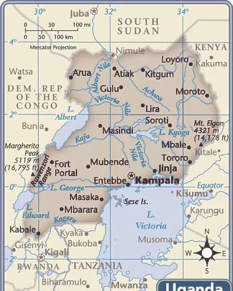 Uganda country map
