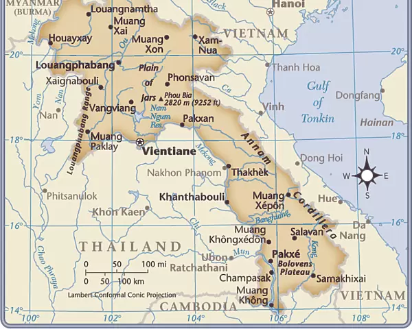 Laos country map