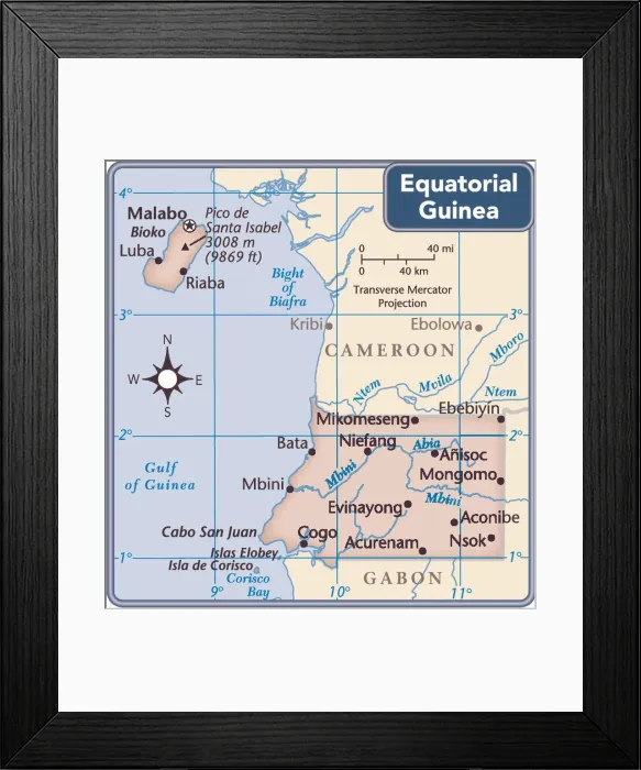 Framed Print : Equatorial Guinea country map Framed Print : Equatorial Guinea country map