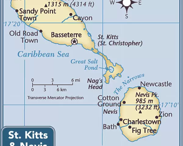 St. Kitts and Nevis country map