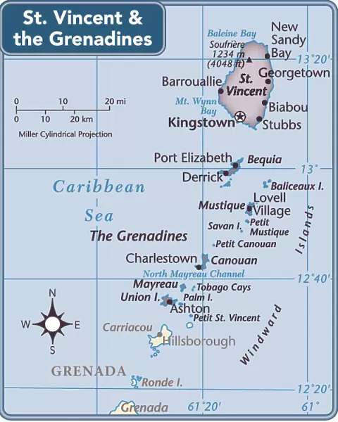 St. Vincent and the Grenadines country map