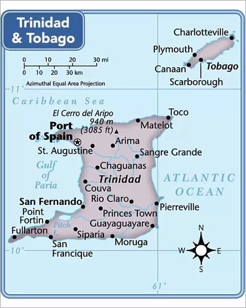 Trinidad and Tobago country map