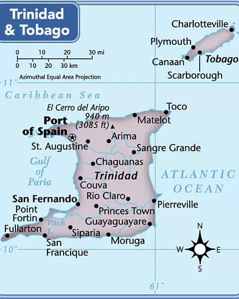 Trinidad and Tobago country map