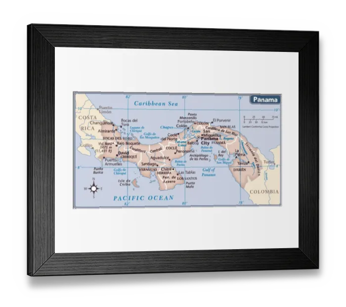 Framed Print : Panama country map Framed Print : Panama country map