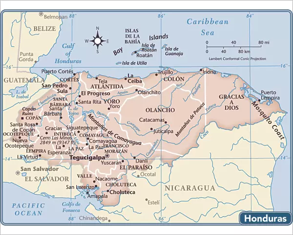 Honduras country map