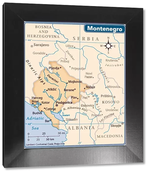 Montenegro country map