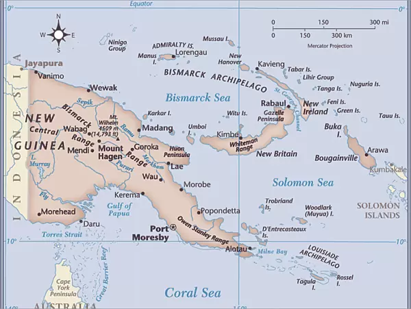 Papua New Guinea country map
