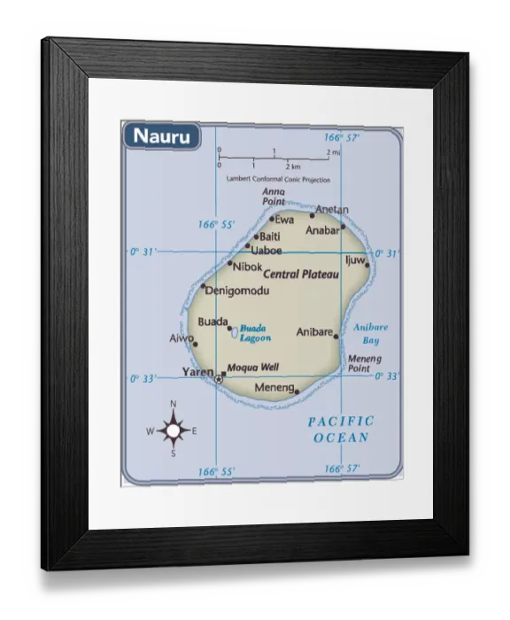 Framed Print : Nauru country map Framed Print : Nauru country map