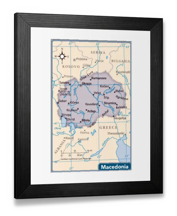 Framed Print : Macedonia country map Framed Print : Macedonia country map