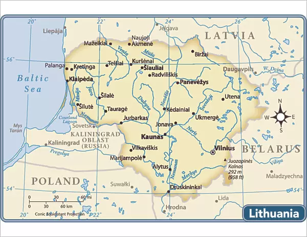 Lithuania country map