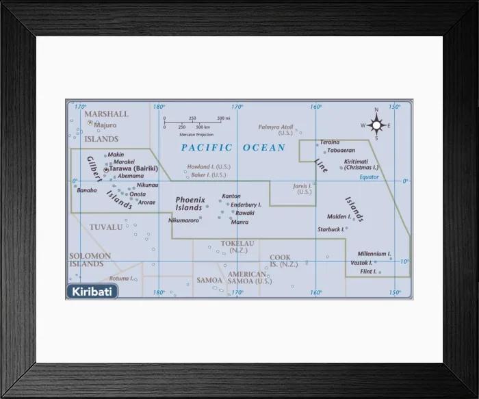 Framed Print : Kiribati country map