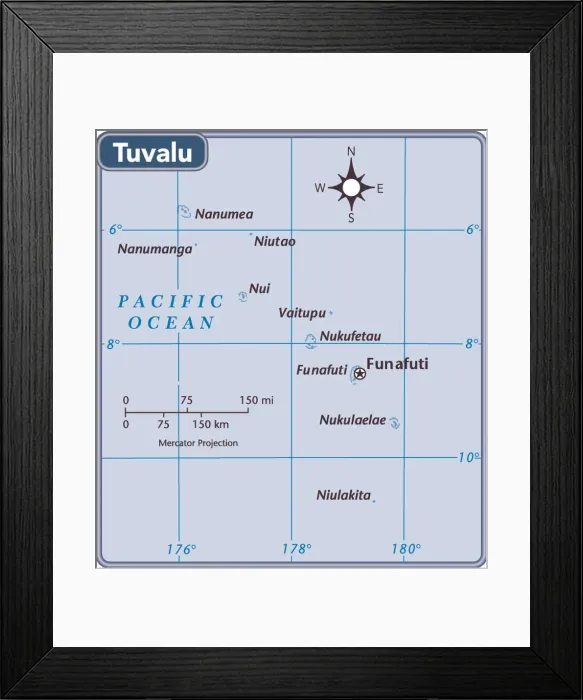 Framed Print : Tuvalu country map Framed Print : Tuvalu country map
