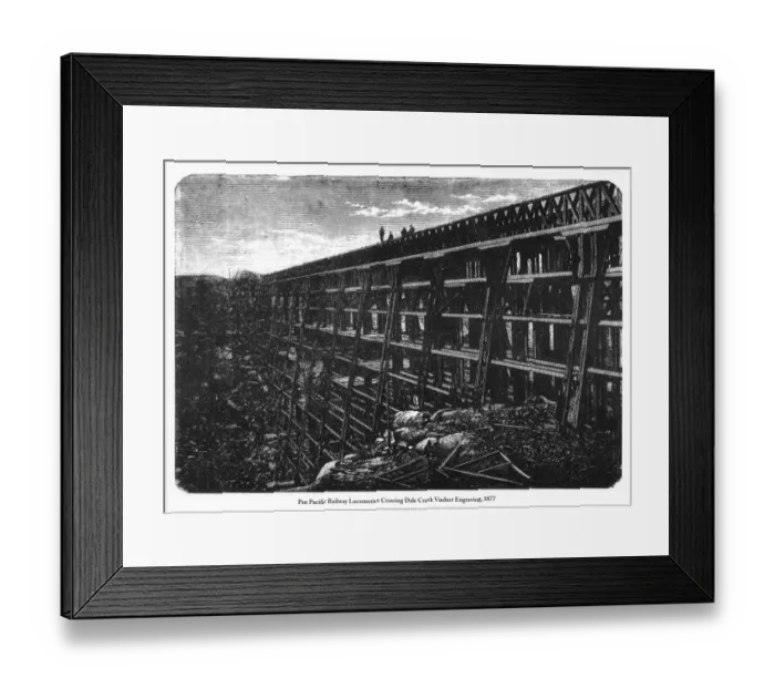 Framed Print : Railway Locomotive Crossing Dale Creek Viaduct Engraving, 1877 Framed Print : Railway Locomotive Crossing Dale Creek Viaduct Engraving, 1877