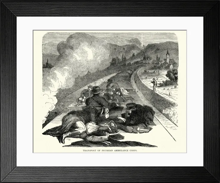 Framed Print : Franco Prussian War Soldiers riding on roof of train
