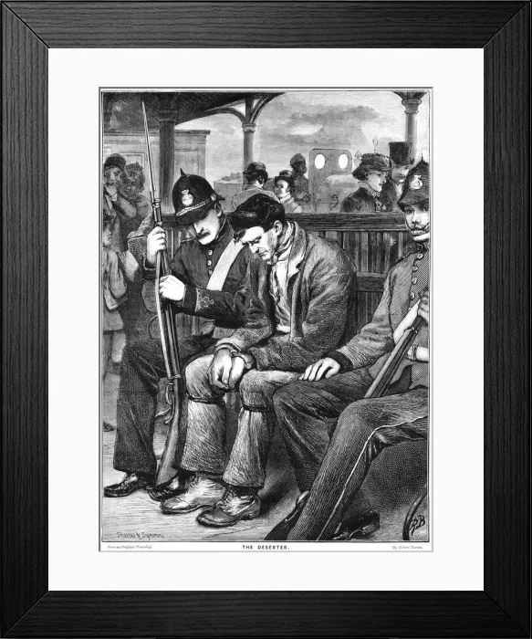 Framed Print : Victorian military policemen escorting a deserter Framed Print : Victorian military policemen escorting a deserter