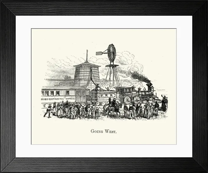 Framed Print : People going West on the Transcontinental Express Railroad Framed Print : People going West on the Transcontinental Express Railroad