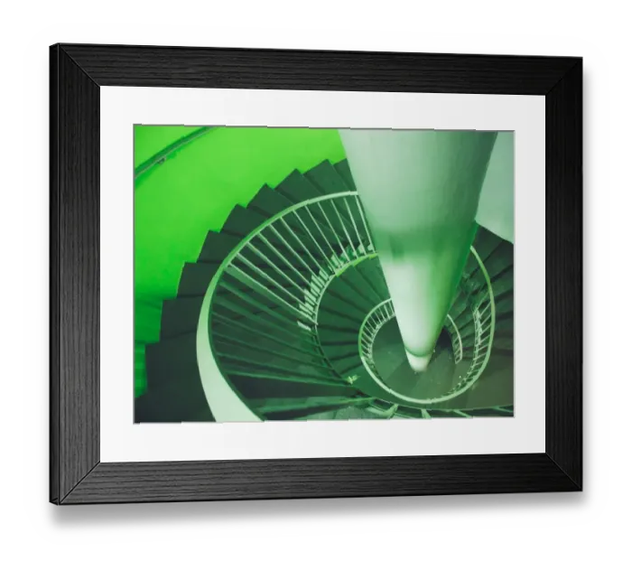 Framed Print : Green spiral staircase Framed Print : Green spiral staircase