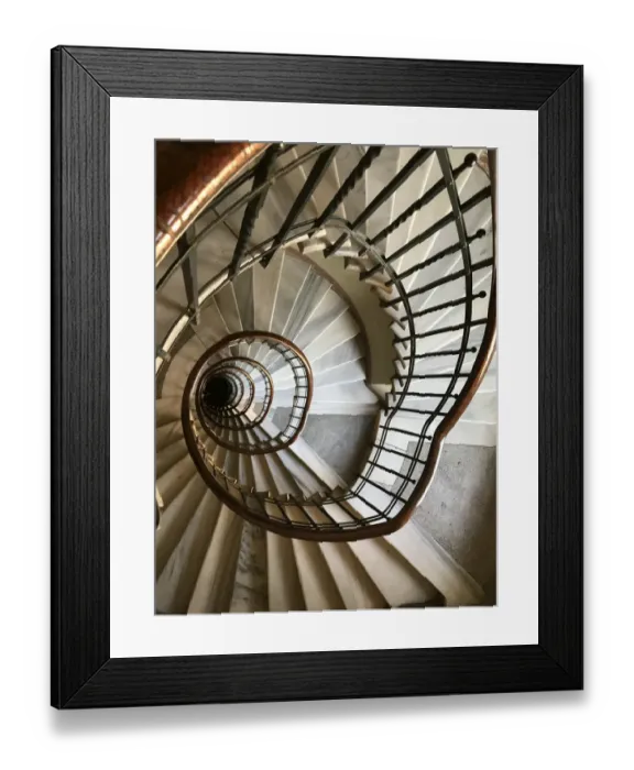 Framed Print : way out. spiral staircase wiev from top / brief code 775068173 Framed Print : way out. spiral staircase wiev from top / brief code 775068173