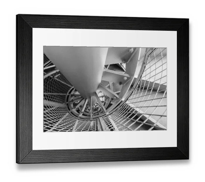 Framed Print : stairs. Abstract modern building of stairs in black and white