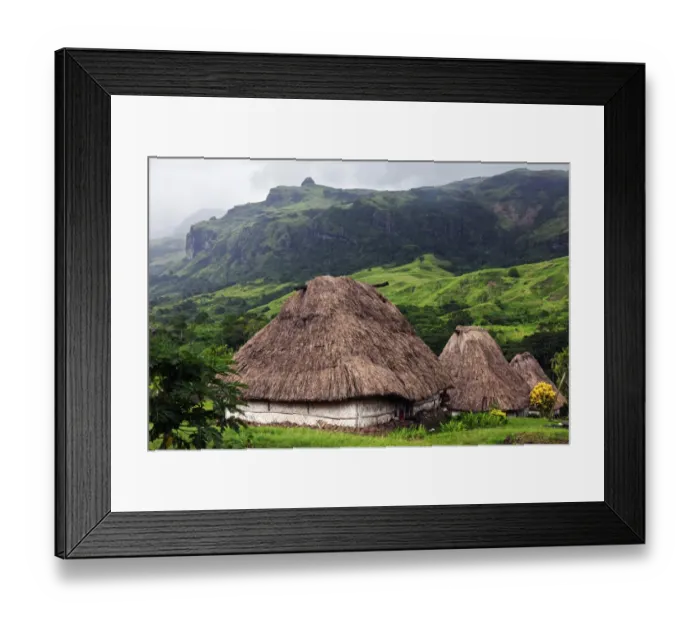 Framed Print : Fiji, Viti Levu, Traditional village Navala Framed Print : Fiji, Viti Levu, Traditional village Navala