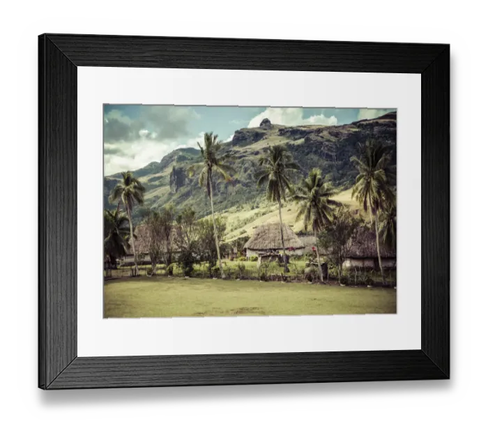 Framed Print : Traditional Fijian houses- Landscape Framed Print : Traditional Fijian houses- Landscape