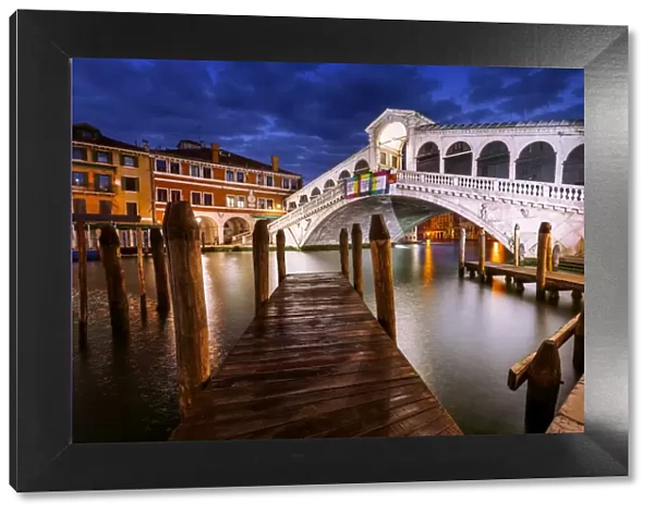 Blue hour, Canal, HDR, Italy, Rialto Bridge, Venice, bridge, colourful, colours, famous