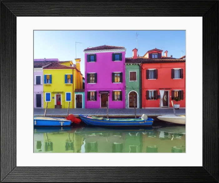 Framed Print : Burano. A canal in Burano, Venice, Italy Framed Print : Burano. A canal in Burano, Venice, Italy