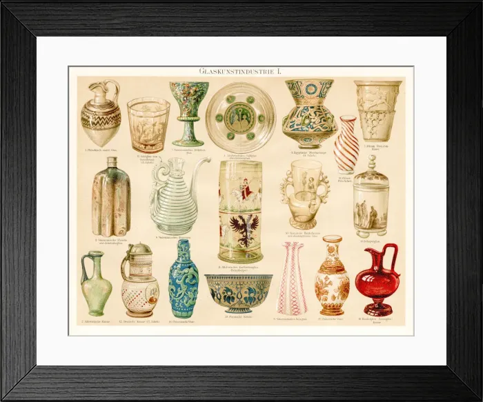 Framed Print : Glass industry lithograph 1895 Framed Print : Glass industry lithograph 1895