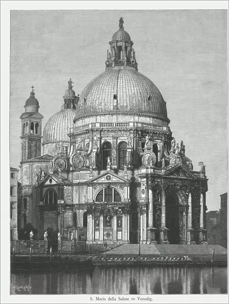 Santa Maria della Salute, Venice, Italy, wood engraving, published 1884