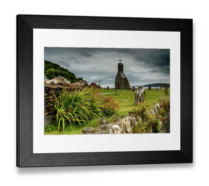 Framed Print : The ruins of St Brynach church at Cwm yr Eglwys on the Dinas Island peninsula between Newport and Fishguard, Pembrokeshire Framed Print : The ruins of St Brynach church at Cwm yr Eglwys on the Dinas Island peninsula between Newport and Fishguard, Pembrokeshire