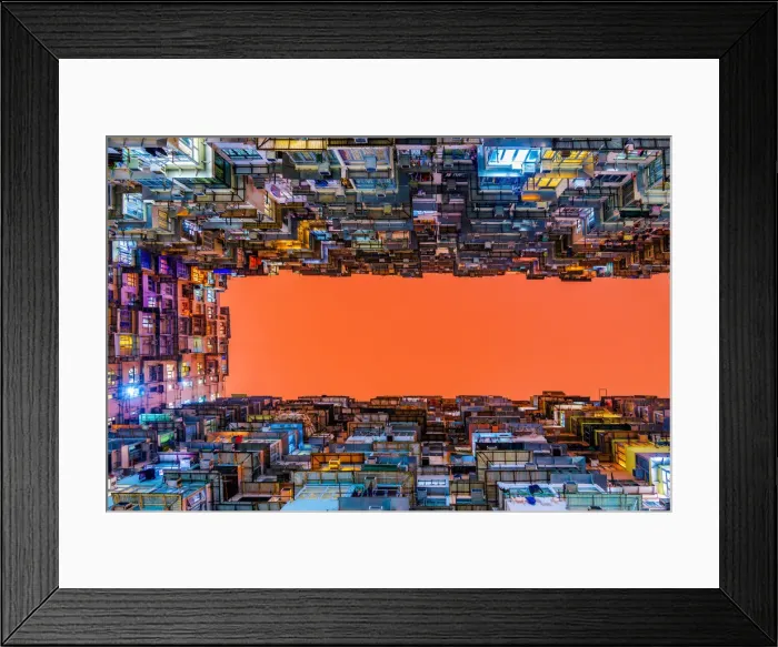 Framed Print : Old apartment buildings in Hong Kong