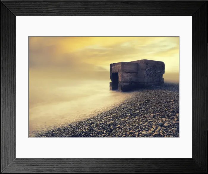 Framed Print : Abandoned bunker on the beach at sunrise Framed Print : Abandoned bunker on the beach at sunrise