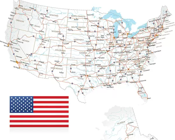 Highly detailed USA Road Map