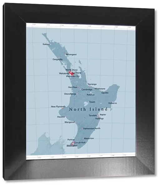 North Island Of New Zealand Vector Road Map