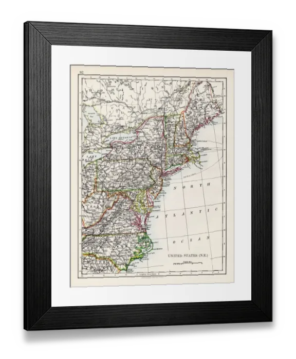 Framed Print : United States North East map 1897 Framed Print : United States North East map 1897